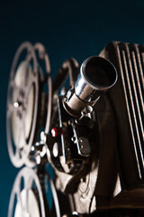 Fototapeta na wymiar Old style movie projector, close-up.