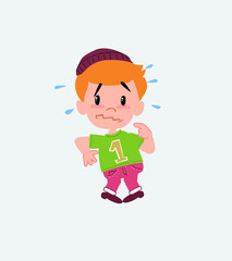 Hipster boy, scared. 