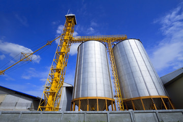 Silos or rice mills for agricultural crops.