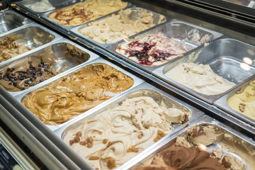Colorful Ice cream display in a shop