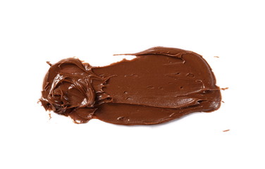 Cream chocolate spreading isolated on white background, with clipping path, top view