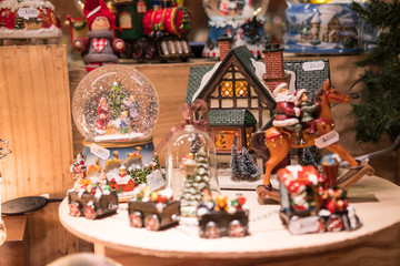 Snow Globes and Souvenir in Christmas Market, London, United Kingdom