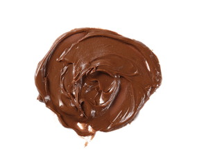 Cream chocolate spreading isolated on white background, with clipping path, top view