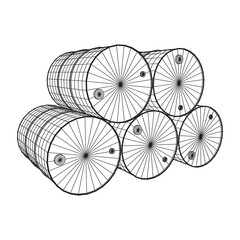 Metal barrel wireframe low poly mesh vector illustration.