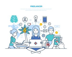 Freelancers, remote work. Workplace of freelancer, equipment, technical equipment, workspace.