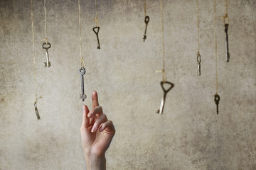 hand stretching for one of the many old vintage keys