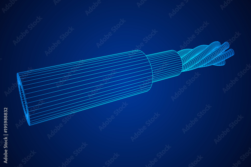 Wall mural electrical cable cleared wire. wireframe low poly mesh vector illustration