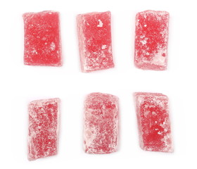 Turkish delight isolated on white background, top view
