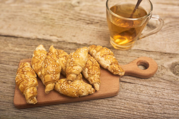 freshly baked tasty croissants