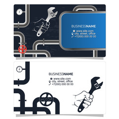 Plumbing and pipes business card concept
