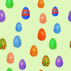 doodle vector easter eggs chaotic seamless pattern