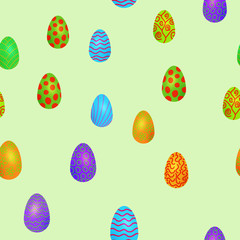doodle vector easter eggs chaotic seamless pattern