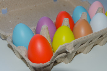 in pack of multi-colored Easter eggs