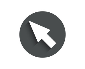 Mouse Cursor simple icon. Pointer sign. Click arrow symbol. Circle flat button with shadow. Vector