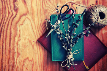 willow branches on the book