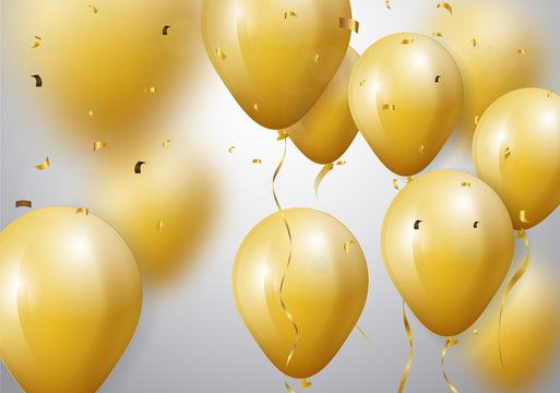 Celebration with Gold Balloon and confetti 