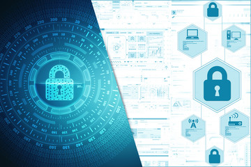 2d illustration Safety concept: Closed Padlock on digital background