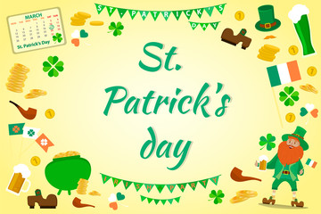 St. Patrick's day background. Set of objects dedicated to St. Patrick's day holiday