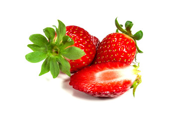 strawberries red on white background