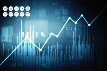 2d rendering Stock market online business concept. business Graph 