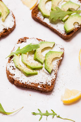 Cream cheese and avocado sandwiche