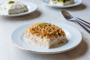 Turkish Milk Dessert Sutlava made with Gullac and Dairy Baklava Dough