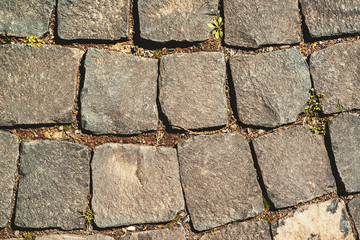 Old cobblestoned pavement background