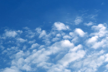 Beautiful morning sky with blue and pink tone, scattered clouds,