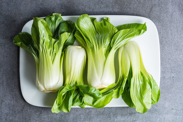 Fresh raw baby Bok choy or pak choi Chinese cabbage