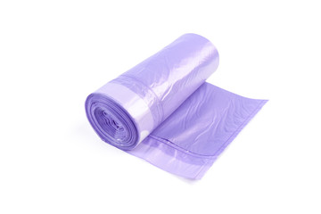 roll of plastic garbage bags isolated on white background