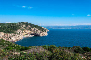 Fototapeta na wymiar View of sardinian coast in a sunny day of spring
