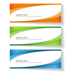 Fototapeta premium Card with abstract wavy lines Orange blue green stripes Creative element for the design of templates postcards advertisement poster Abstract decorative background for business card template Vector Set