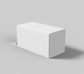 Hanging white blank cardboard packaging box with hang tab retail box for mock up design and design presentation. 3d render illustration.