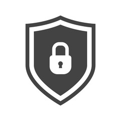 Vector shield icon, emblem with lock. Security icon collection. Protection logo. Сryptocurrency protection sign. Reliability crypto wallet. Crypto currency security web button. Interface element.