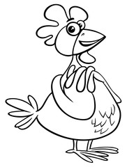 hen farm animal character cartoon color book