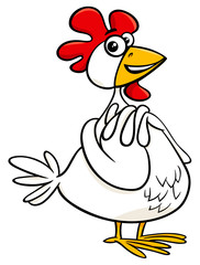 hen farm animal character cartoon illustration