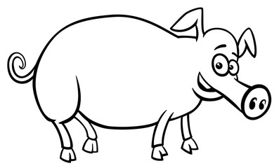 pig farm animal character cartoon color book