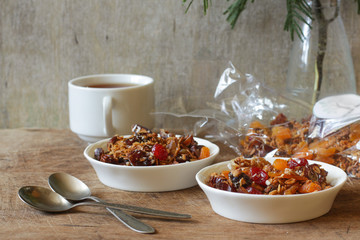 granola with dried fruits and yogurt