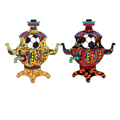 Football Russia a samovar with colorful patterns