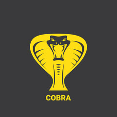 Naklejka premium vector dangerous cobra snake head with hood logo design template. danger king cobra icon. viper orange silhouette isolated