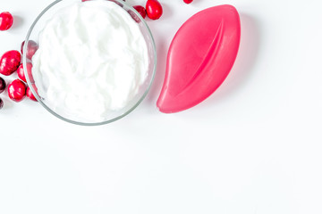 organic cosmetics with extracts of berries white background top 