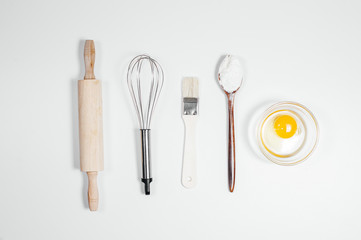 Process of bread cooking. repice for cookies, bread, donuts. Tools for cooking.