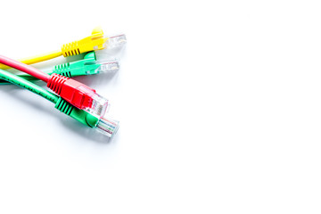 concept network internet cable on white background top view