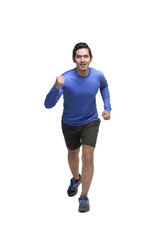 Portrait of asian man running jogging