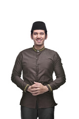 Obraz na płótnie Canvas Image of asian muslim man with traditional dress
