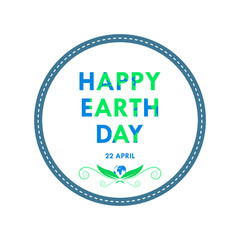 Happy Earth Day lettering. Vector illustration