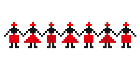 Traditional Romanian folk art knitted embroidery pattern