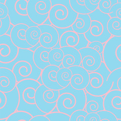 seamless pattern vector - pink circles - blue background