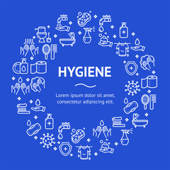 Hygiene Round Design Template Line Icon Concept. Vector