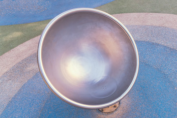 Round metal chair in the park